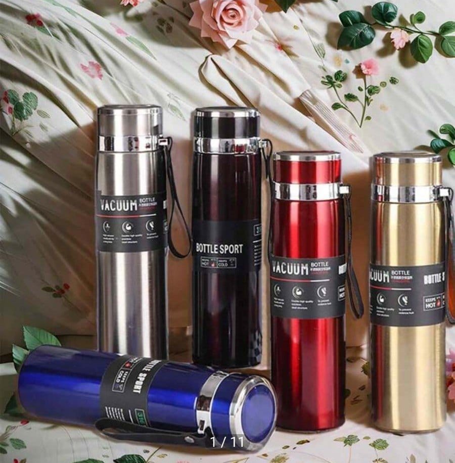 Slim Stainless Steel Water Bottle Premium Quality Long Lasting Insulation Leakproof Design For Hot And Cold Drinks | Random Color | 800ml