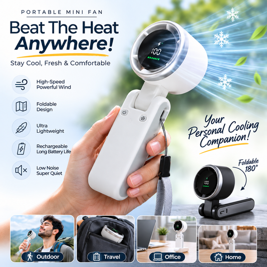 Handheld Folding Turbo Fan With 5 Speed Adjustment