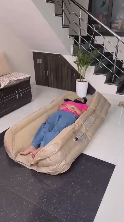 Single Size Inflatable Air Bed with Automatic Built-in Pump Carry Bag & Pillow 198x100x40cm